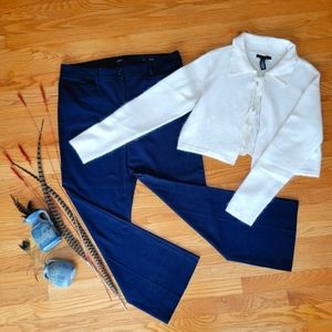 LOFT Navy houndstooth check trousers 14 short